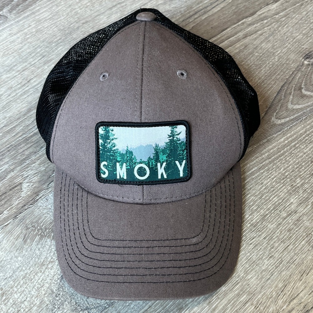 Park Hats Smoky Mountains Trucker Hat Brown Black Mesh Snapback Cap OSFM‎